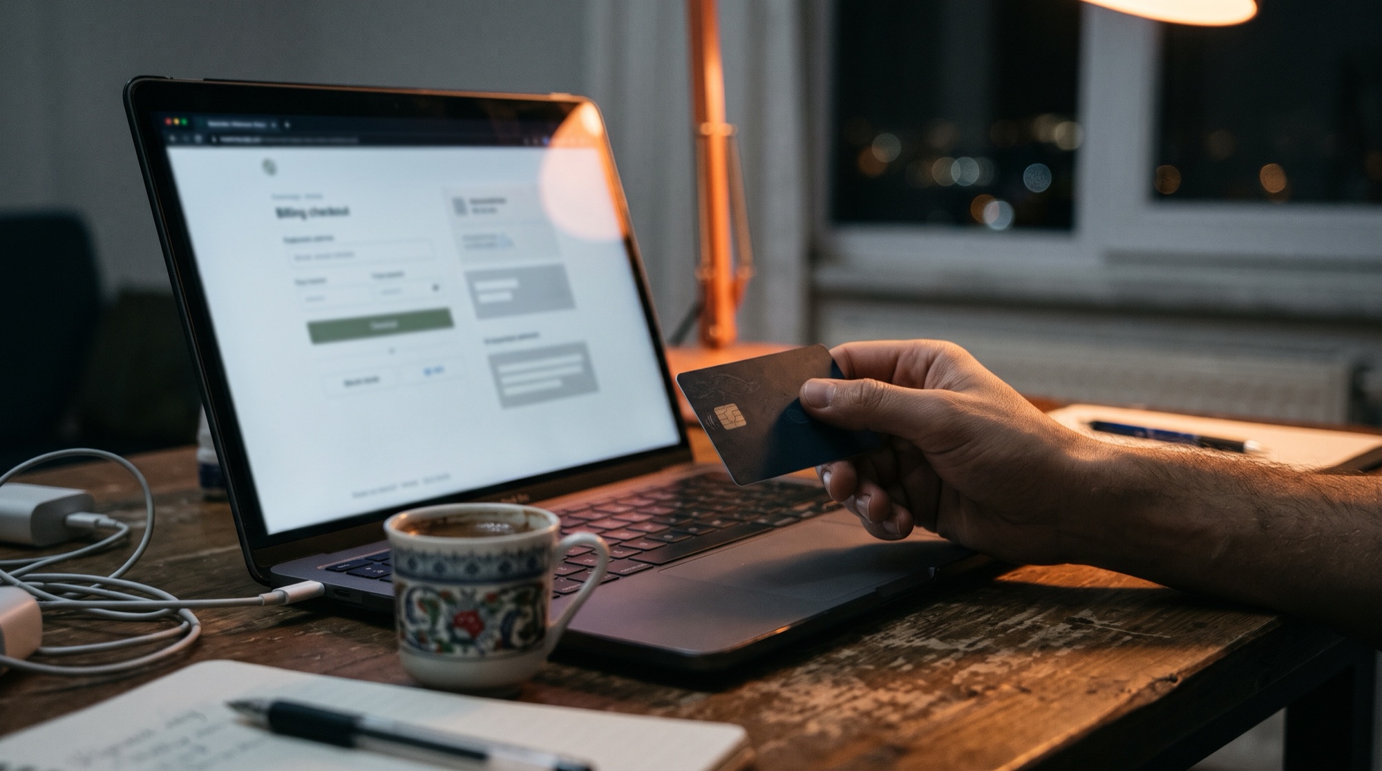 Dizüstü bilgisayarda form dolduran kullanıcı